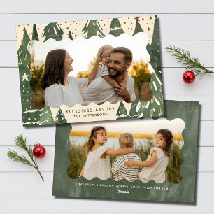 Blessings Abound 2 Photo Family Christmas Trees Holiday Card