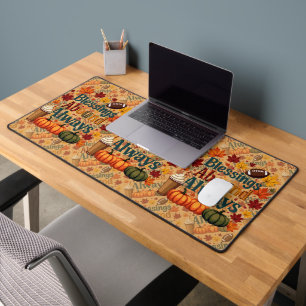 Blessings Abound Always Autumn Design Desk Mat