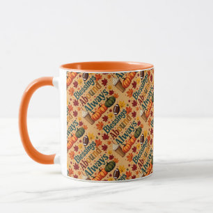 Blessings Abound Always Autumn Design Mug