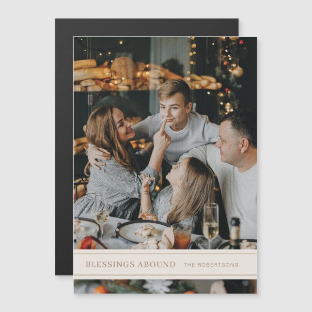 Blessings Abound Grosgrain Magnetic Christmas Card (Front/Back)