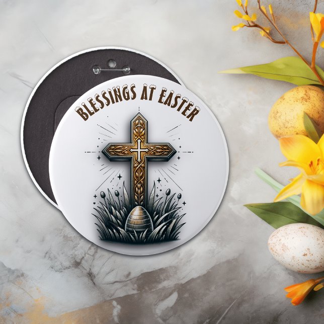 Blessings at Easter Christian Cross | 6 Cm Round Badge (Creator Uploaded)