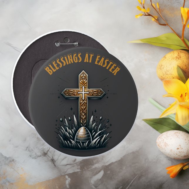 Blessings at Easter Christian Cross | 6 Cm Round Badge (Creator Uploaded)