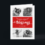 Blessings Collage | Holiday Photo Greeting Card<br><div class="desc">Red and white design with 4 photos Christmas holiday greeting card. Blessings Photo Collage Holiday Photo Card. Elke Clarke © More styles and colours available in our shop. www.zazzle.com/epclarke</div>