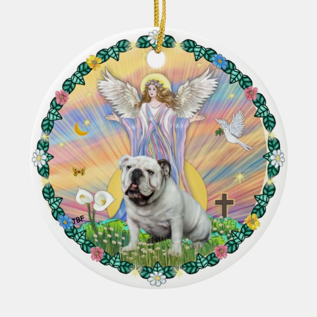 Blessings - English Bullding (white) Ceramic Ornament (Front)