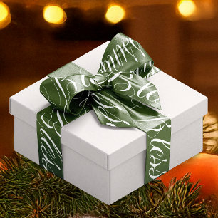 Blessings Festive Green White Satin Ribbon