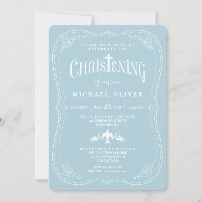 Blessings for Baby Boy Christening Invitation (Front)
