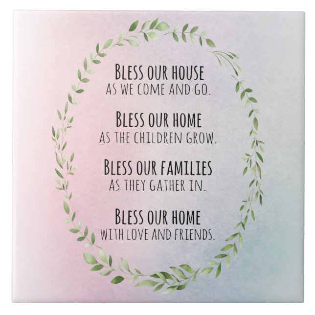 Blessings for your home and family pillar ceramic tile (Front)