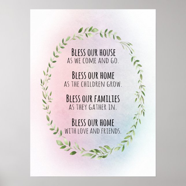 Blessings for your home and family poster (Front)