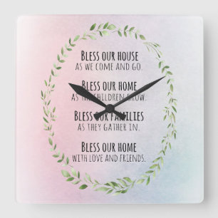 Blessings for your home and family square wall clock