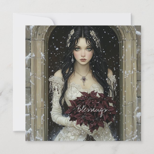 Blessings Gothic Beauty Christmas Card (Front)