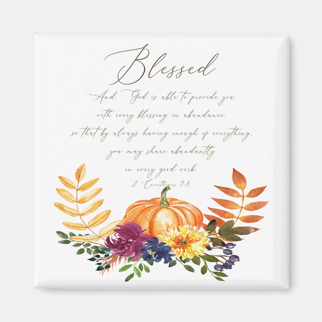 Blessings in abundance fall pumpkins and mums  magnet (Front)