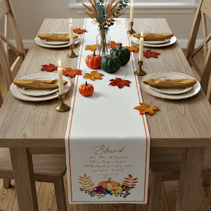 Blessings in abundance fall pumpkins and mums  sho short table runner