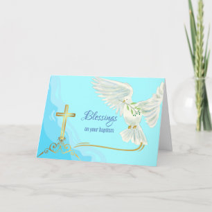 Blessings on Baptism with Dove and Cross Card