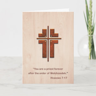 Blessings Priest Cross on Wood Card