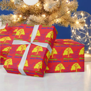 Blessings red wrapping paper