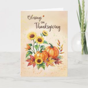 Blessings Religious Thanksgiving Sunflowers  Card