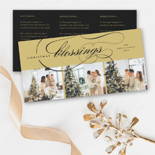 Blessings Script Religious Christmas Elegant Photo Holiday Card