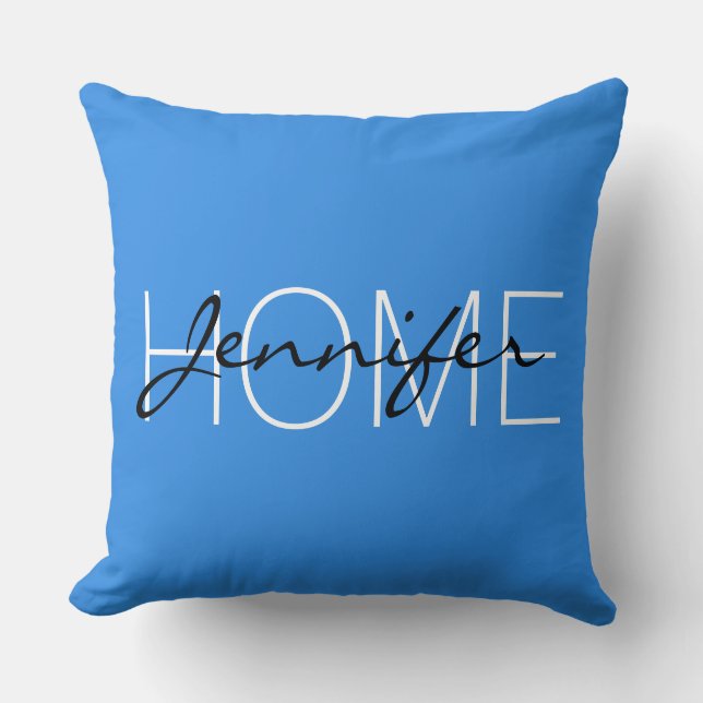 Bleu de France colour home monogram Cushion (Front)
