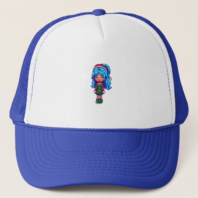 Bleu hair girl hat  (Front)