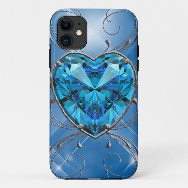 Bleu Heart Gem Case-Mate iPhone Case (Back)