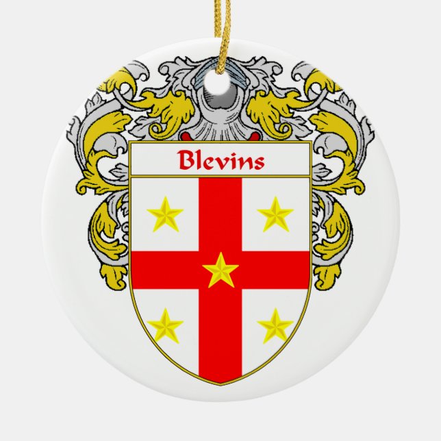 Blevins Coat of Arms/Family Crest Ceramic Tree Decoration (Front)