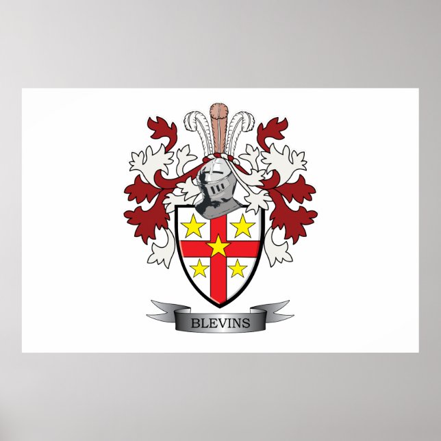 Blevins Family Crest Coat of Arms Poster (Front)