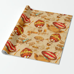 Blimp/Vintage Aeroplane Wrapping Paper