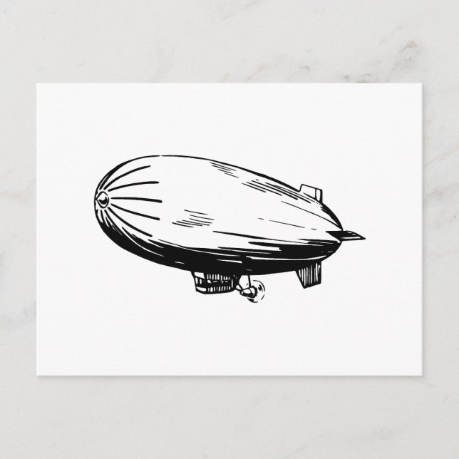 Blimp, Zeppelin, Dirigible, Vintage Drawing Postcard (Front)