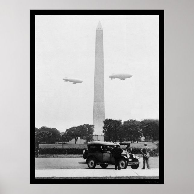 Blimps Near the Washington Monument 1924 Poster (Front)