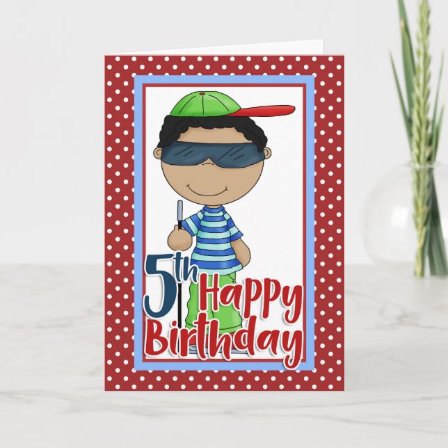 Blind Boy - Happy 5th Birthday Card (Front)