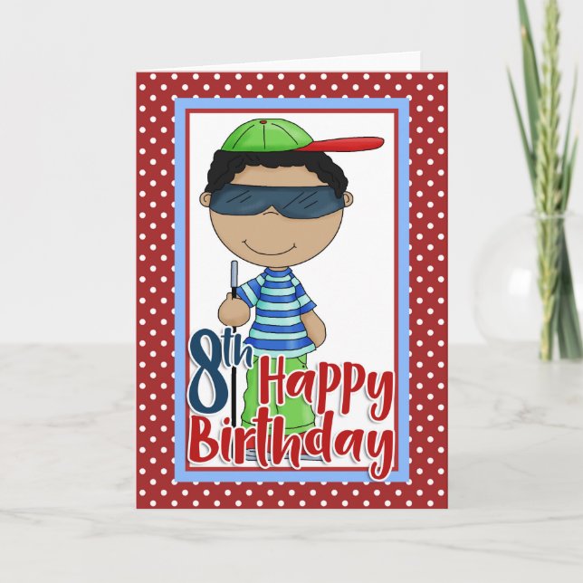 Blind Boy - Happy 8th Birthday Card (Front)