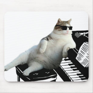 Blind cat pianist mouse pad