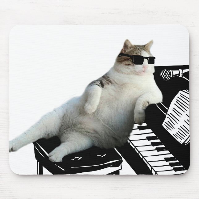 Blind cat pianist mouse pad (Front)