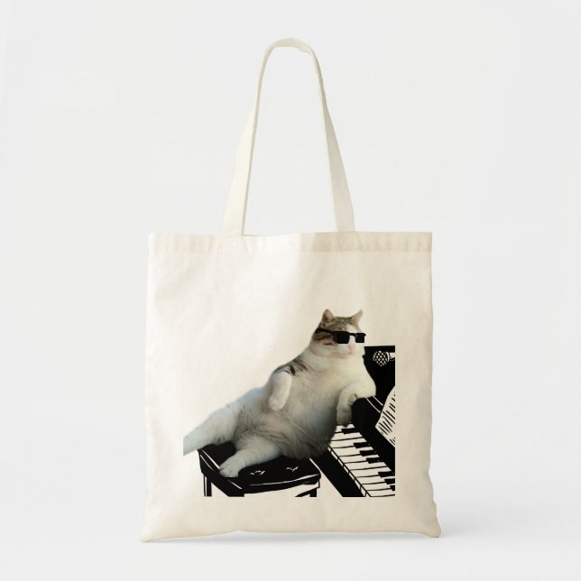 Blind cat pianist tote bag (Front)