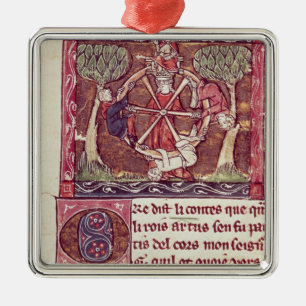 Blind goddess Fortune with King Arthur Metal Ornament