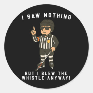 Blind Ice Hockey Referee – Funny Cartoon Sport  Classic Round Sticker