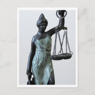 Blind lady of justice statue postcard