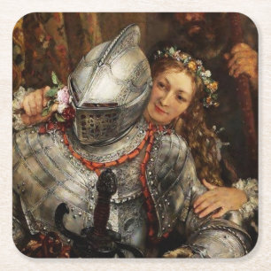 Blind Mans Buff by Adolph Menzel Square Paper Coaster