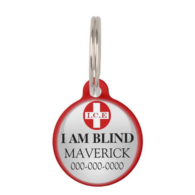 Blind pet emergency contact DIY Tag (Front)