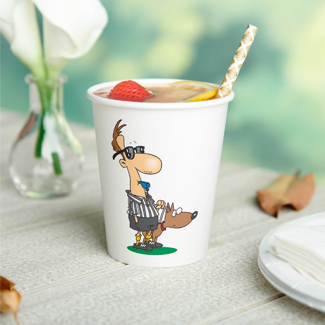 Blind Referee with Guide Dog Sports Humour Paper Cups (Creator Uploaded)