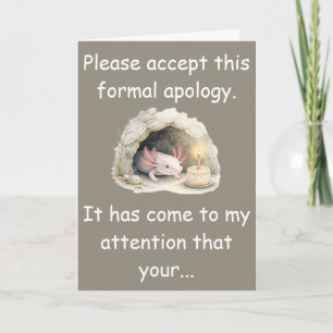 Blind Salamander Cave Belated Birthday Apology Card