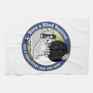 Blind Squirrel Bowling Tea Towel