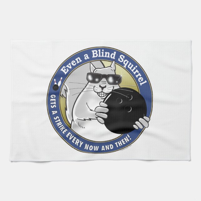 Blind Squirrel Bowling Tea Towel (Horizontal)