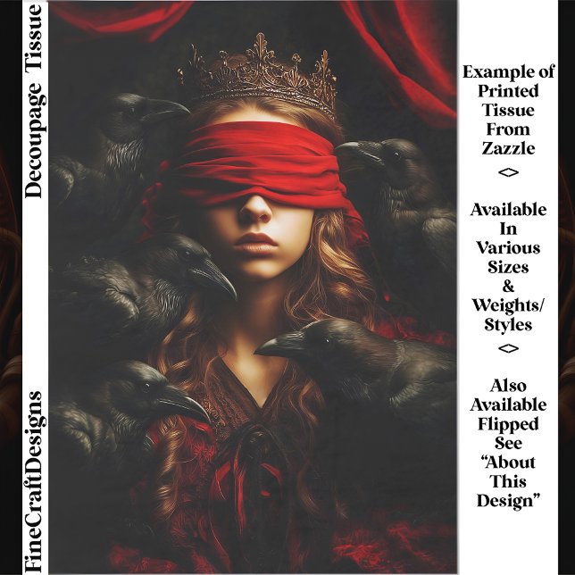 Blindfolded Gothic Queen of Ravens FC5R Decoupage Tissue Paper (Creator Uploaded)