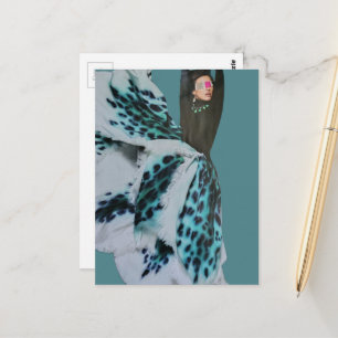 Blindfolded Woman Fashion Collage Postcard