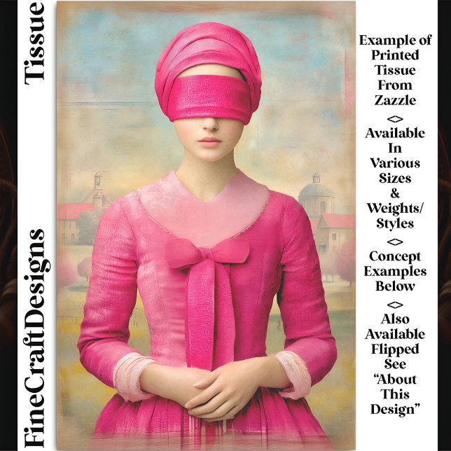  Blindfolded Woman, Pink Dress DH8L Decoupage Tissue Paper (Creator Uploaded)