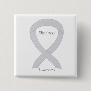 Blindness Awareness White Ribbon Custom Pin