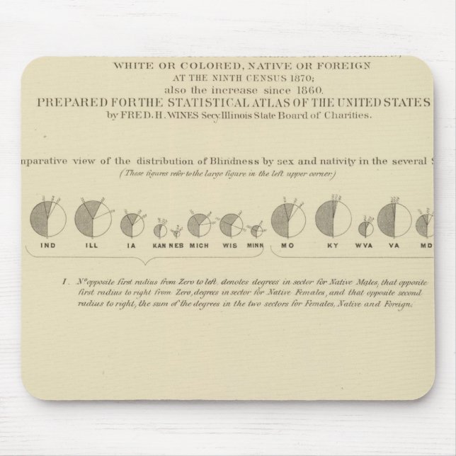 Blindness, Statistical US Lithograph 1870 Mouse Pad (Front)