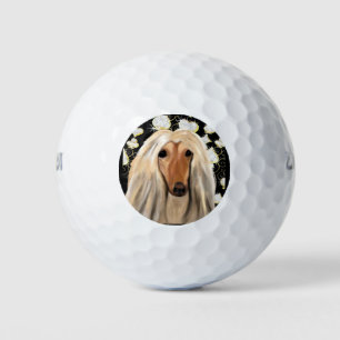 BLING AFGHAN HOUND GOLF BALLS