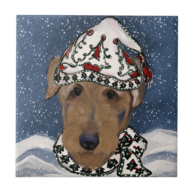 BLING AIREDALE   CERAMIC TILE (Front)